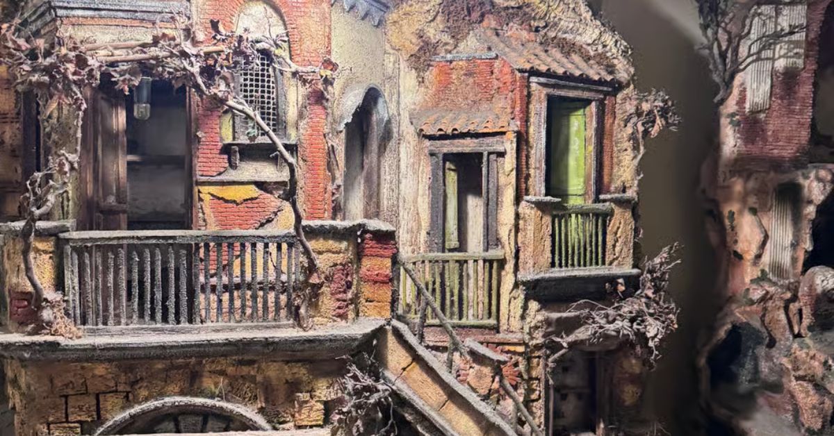 Paredes en subterráneo de Nápoles, Italia