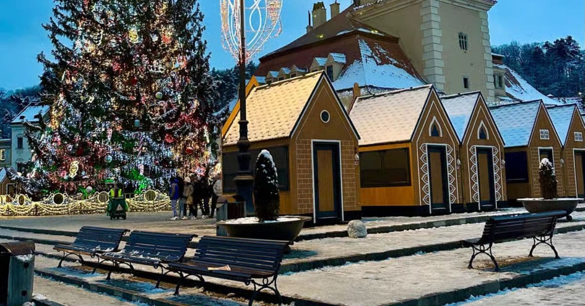 Calles decoradas de Navidad en Bucarest , Rumanía